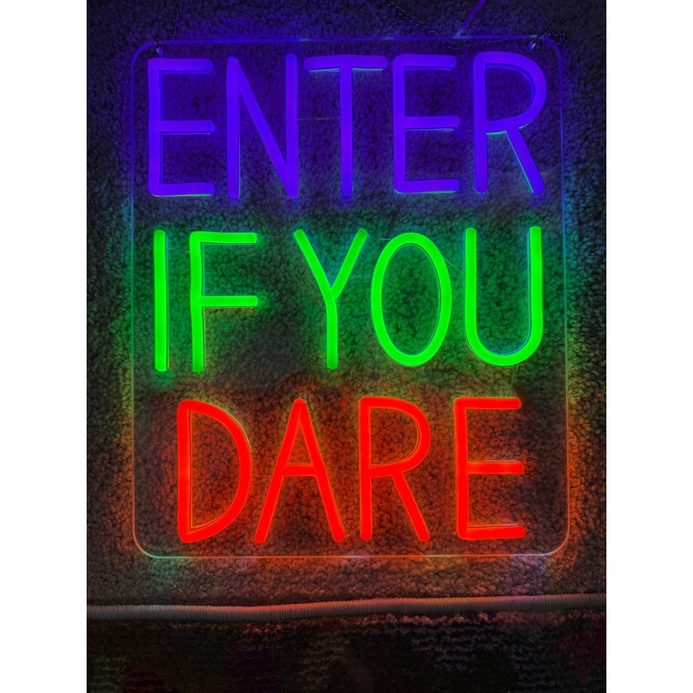 GEMMY "ENTER IF YOU DARE" Neon Light Sign 14"  Halloween Haunt Party Decor
